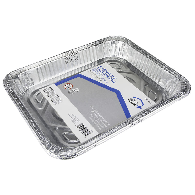 Home Plus Durable Foil 9-1/4 in. W X 11-3/4 in. L Casserole Lasagna Pan Silver 2 pc