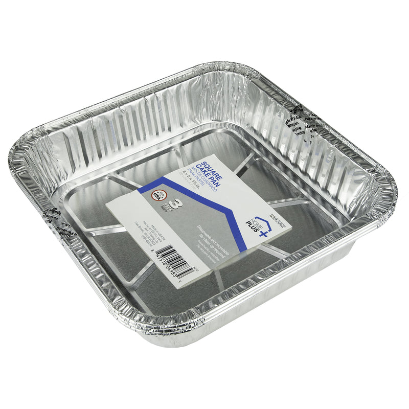 Home Plus Durable Foil 8 in. W X 8 in. L Square Cake Pan Silver 3 pk