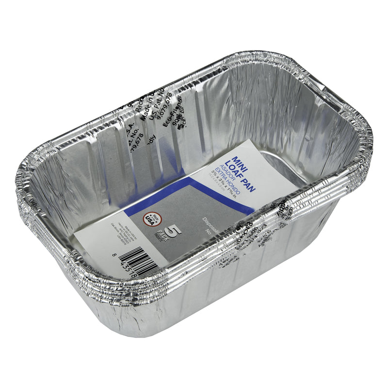 Home Plus Durable Foil 3-3/16 in. W X 5-5/8 in. L Mini Loaf Pan Silver 5 pk