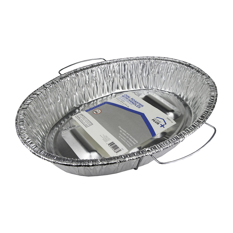 Home Plus Durable Foil 12-3/4 in. W X 17-3/8 in. L Oval Roaster Pan Silver 1 pk