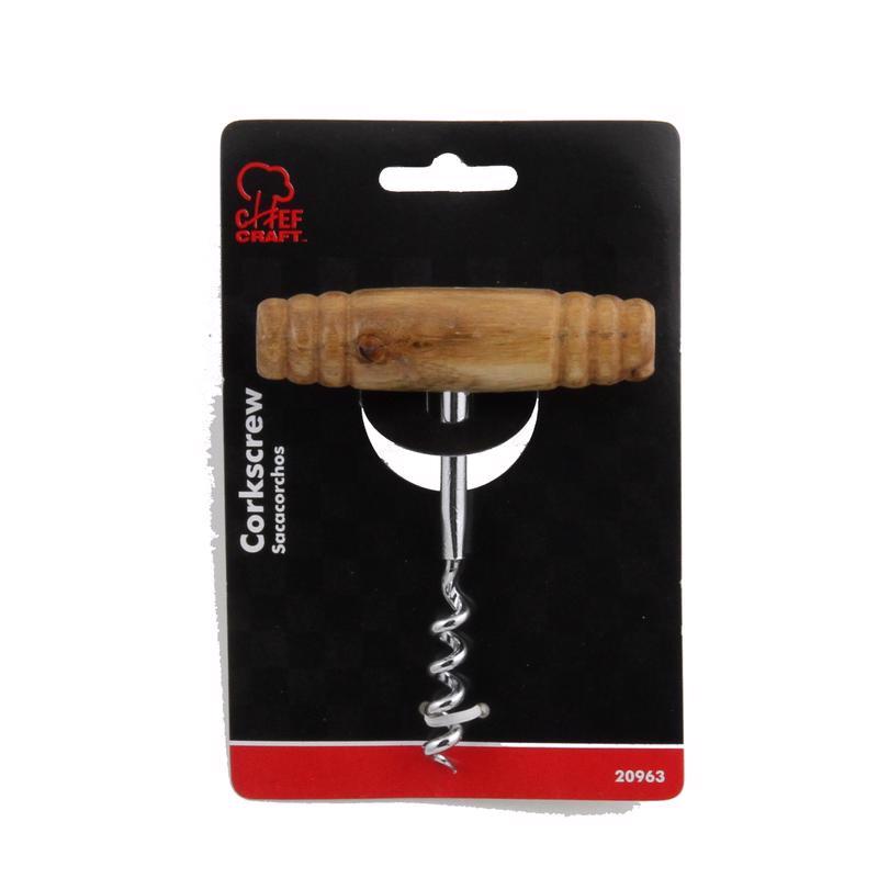 Chef Craft Brown/Silver Stainless Steel/Wood Corkscrew