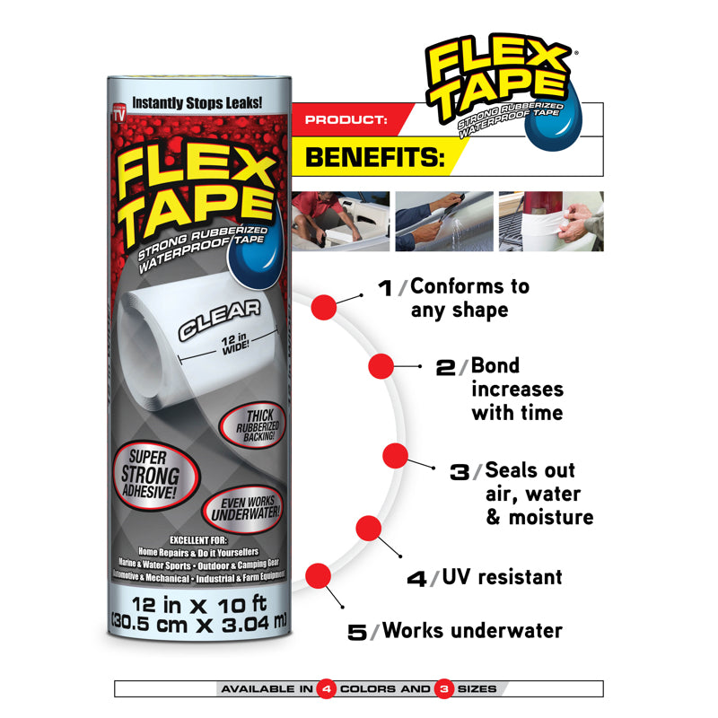 Flex Seal Family of Products Flex Tape 12 in. W X 10 ft. L White Waterproof Repair Tape