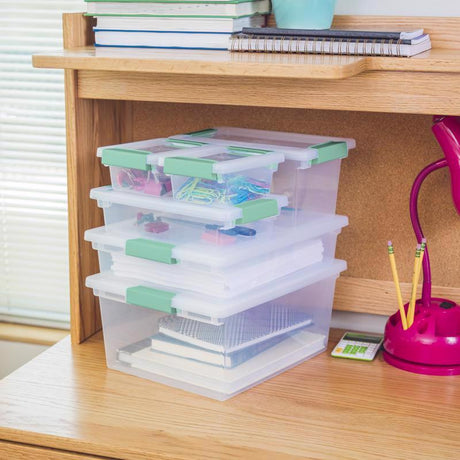 Sterilite 0.9 cu ft Clear Clip Storage Box 5.375 in. H X 6.625 in. W X 11 in. D Stackable