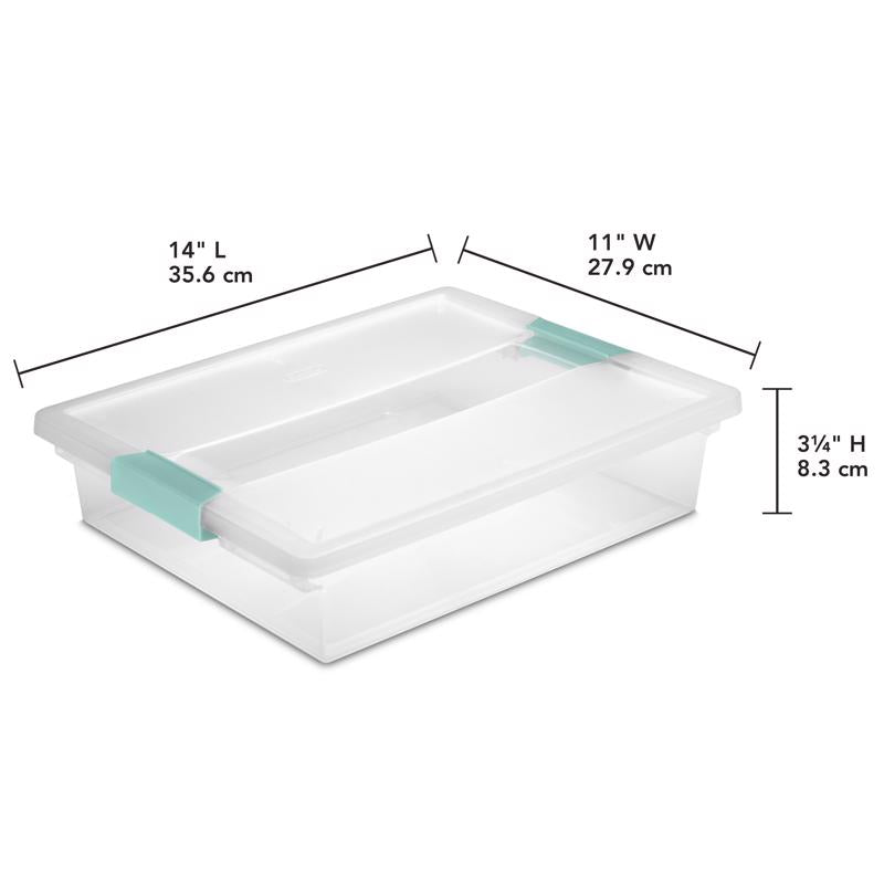 Sterilite 5.7 qt Clear Clip Storage Box 3.25 in. H X 11 in. W X 14 in. D Stackable