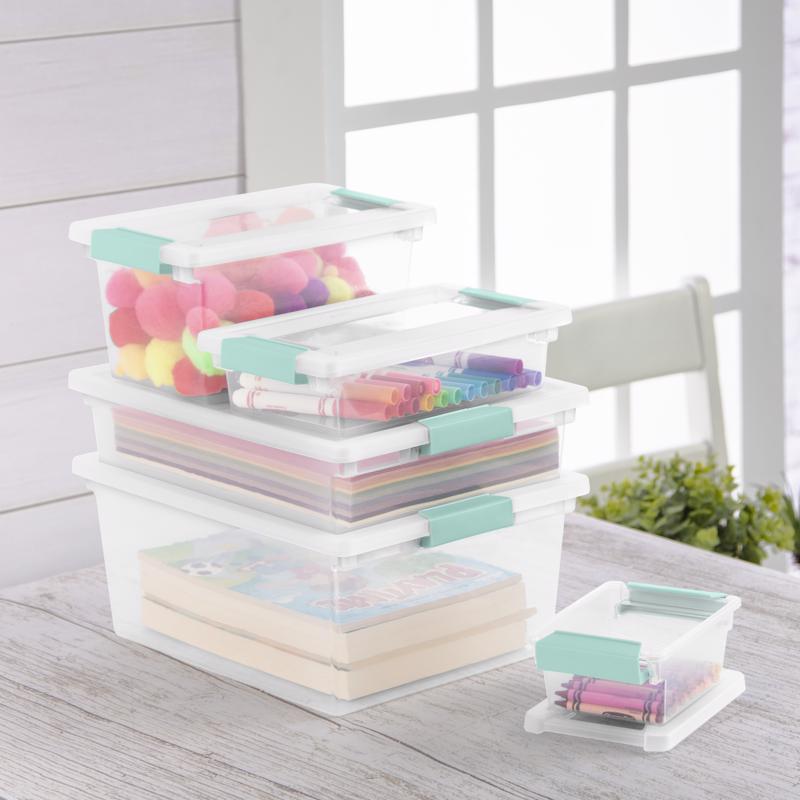 Sterilite 5.7 qt Clear Clip Storage Box 3.25 in. H X 11 in. W X 14 in. D Stackable