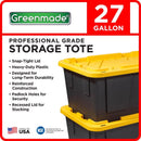Greenmade 27 gal Black/Yellow Storage Tote 14.7 in. H X 20.4 in. W X 30.4 in. D Stackable