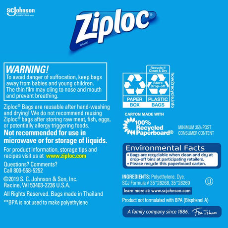 Ziploc Clear Snack Bag 90 pk