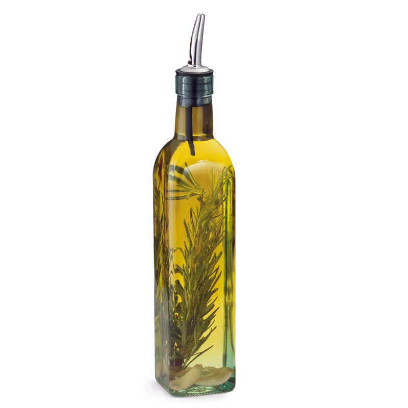 TableCraft Clear Glass/Steel Oil and Vinegar Bottle w/Pourer 16 oz