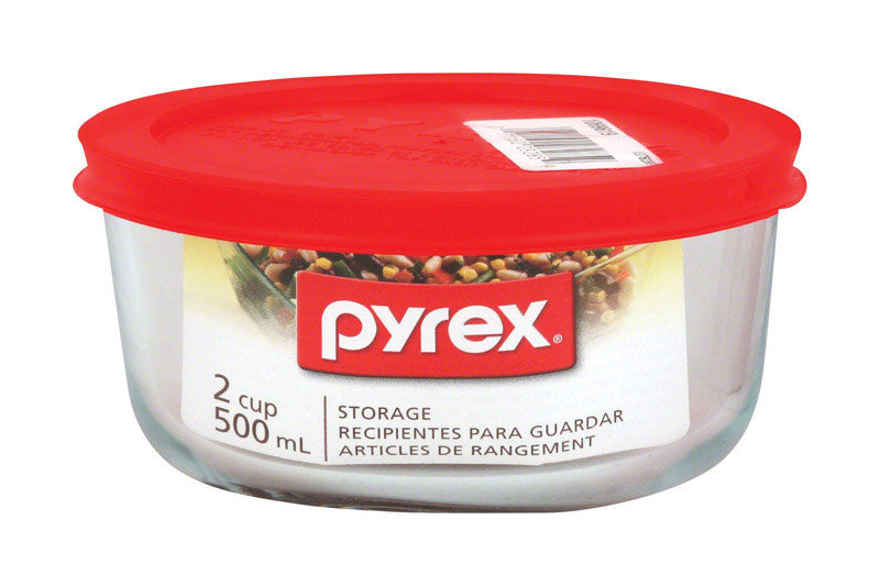 PYREX ROUND W/LID RED 2C
