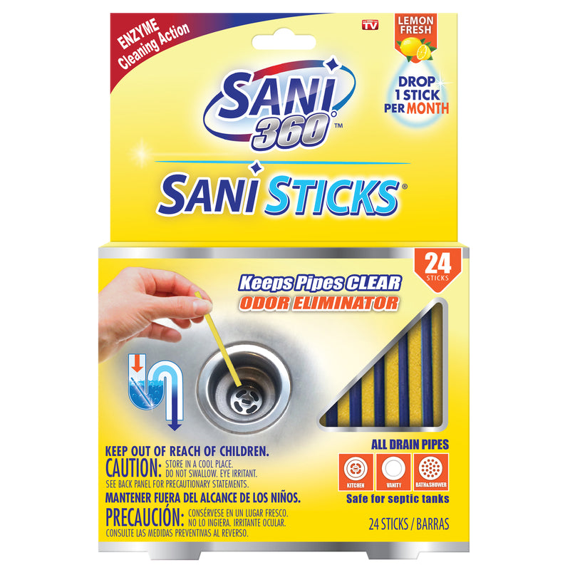 SANI 360 Sani Sticks Lemon Fresh Scent Deodorizing Multi-Purpose Cleaner Stick 24 pk