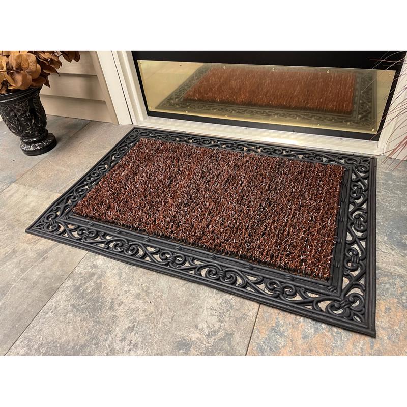 GrassWorx Clean Machine 24 in. W X 36 in. L Brown Wrought Iron AstroTurf Door Mat