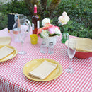Magic Cover Red/White Checkered Vinyl Disposable Tablecloth 70 in. L X 52 in. W