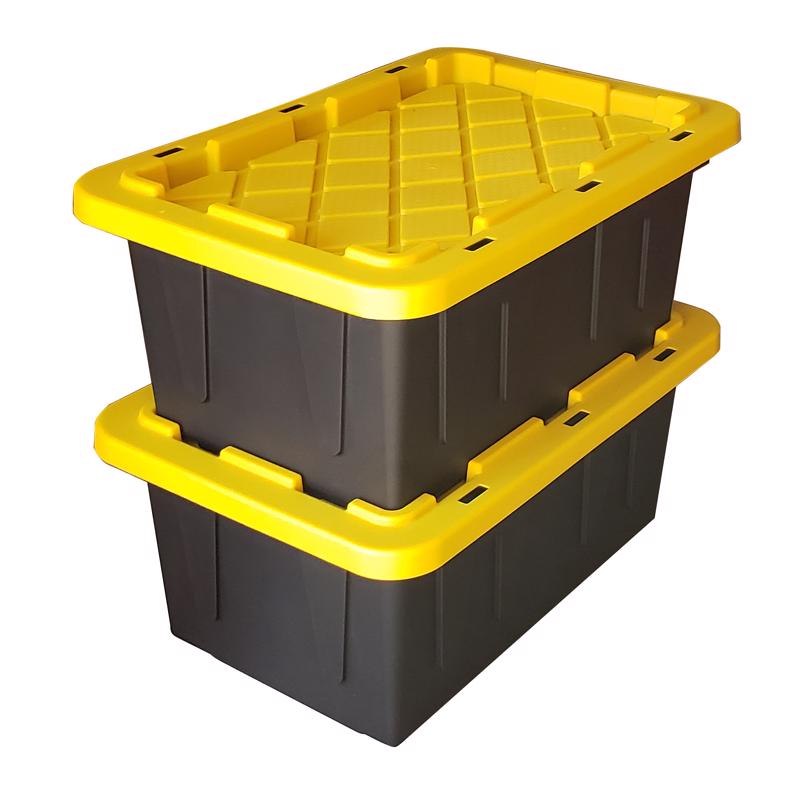 Homz Durabilt 15 gal Black/Yellow Storage Tote 12-1/4 in. H X 26 in. W X 17-3/4 in. D Stackable