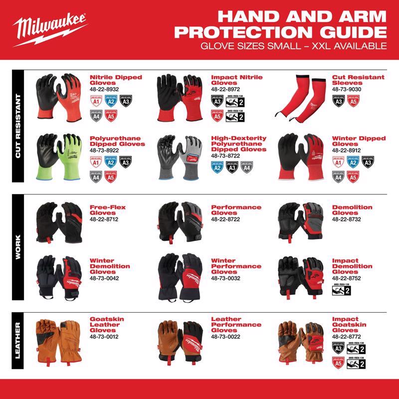 Milwaukee Free Flex Work Gloves Red XL 1 pair