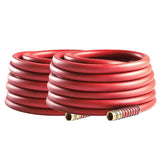 Commercial Water Hose, 3/4" x 100 ft, Heavy Duty Red Rubber, Double Reinforced with Brass Couplings, for Garden Beds and Lawns (Red, 100 ft x 2-Pack)