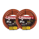 Commercial Water Hose, 3/4" x 100 ft, Heavy Duty Red Rubber, Double Reinforced with Brass Couplings, for Garden Beds and Lawns (Red, 100 ft x 2-Pack)