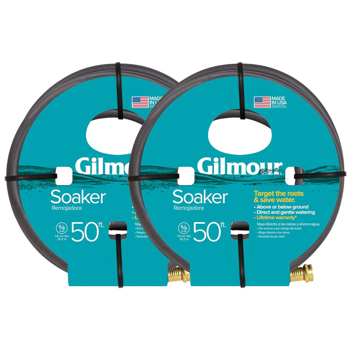 Weeper Soaker Hose, 5/8" x 50 ft, Weather-Resistant Vinyl, Deep Root Watering System for Gardens, Raised Beds, Flower Beds and Lawns, (Natural, 50 foot x 2-Pack)