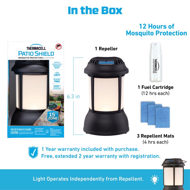 Thermacell Patio Shield Insect Repellent Lantern Device For Mosquitoes/Other Flying Insects 1 pk