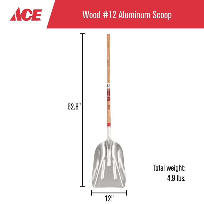 Ace 63 in. Aluminum Scoop General Purpose Shovel Wood Handle