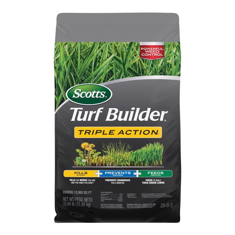 Scotts Turf Builder Triple Action Weed & Feed Lawn Fertilizer For Multiple Grass Types 12000 sq ft
