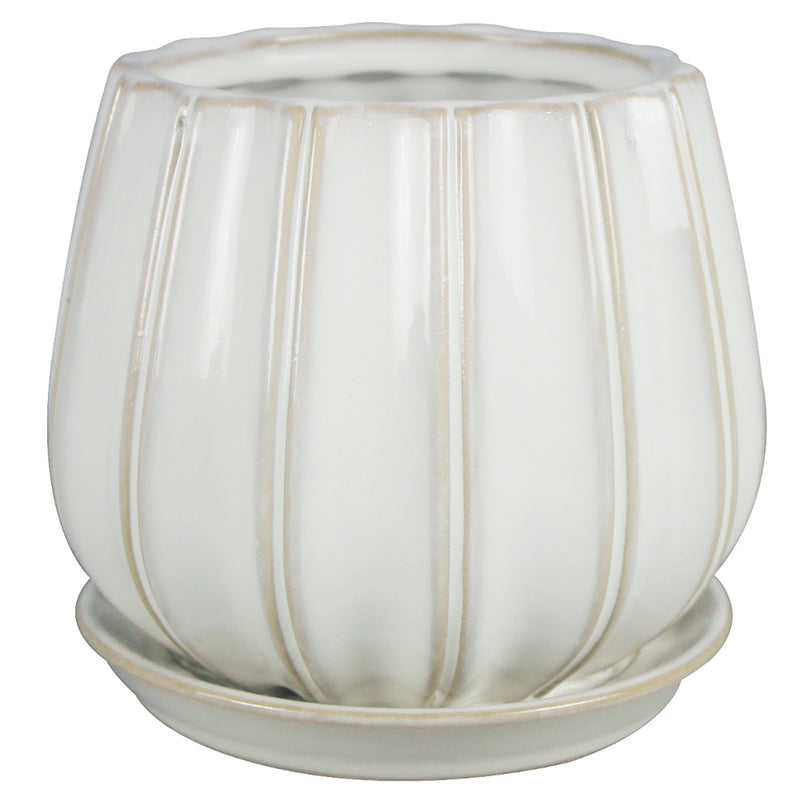 PLANTER CONTOUR WHITE 6"