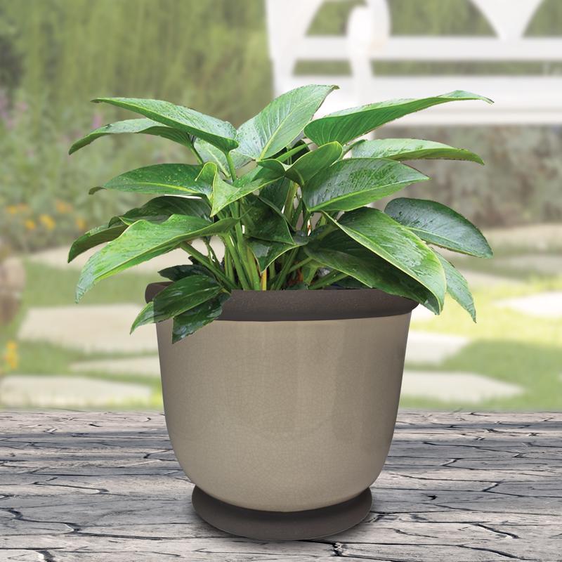 Trendspot Bellville 10.2 in. H X 11.9 in. W X 11.9 in. D X 12 in. D Ceramic Planter Gray