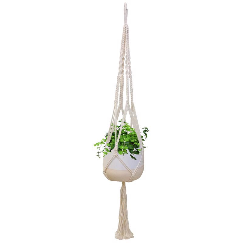 Trendspot Macrame 4.7 in. H X 5.7 in. W X 5.7 in. D X 5.5 in. D Ceramic Planter White