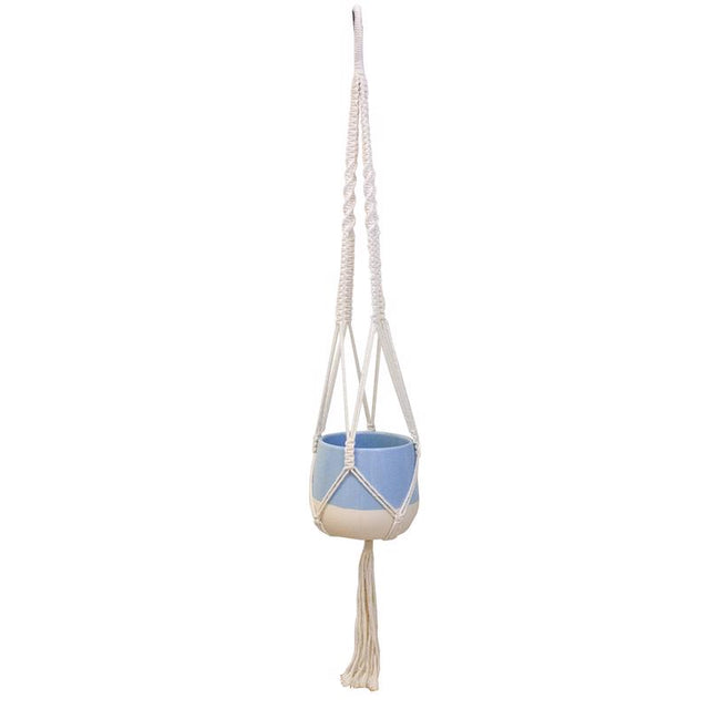 PLANTER MACRAM AQUA 5.5"