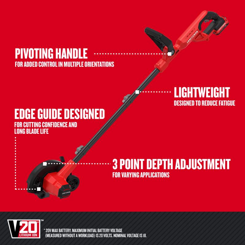 Craftsman V20 CMCED400D1 1.75 in. Battery Edger Kit (Battery & Charger)