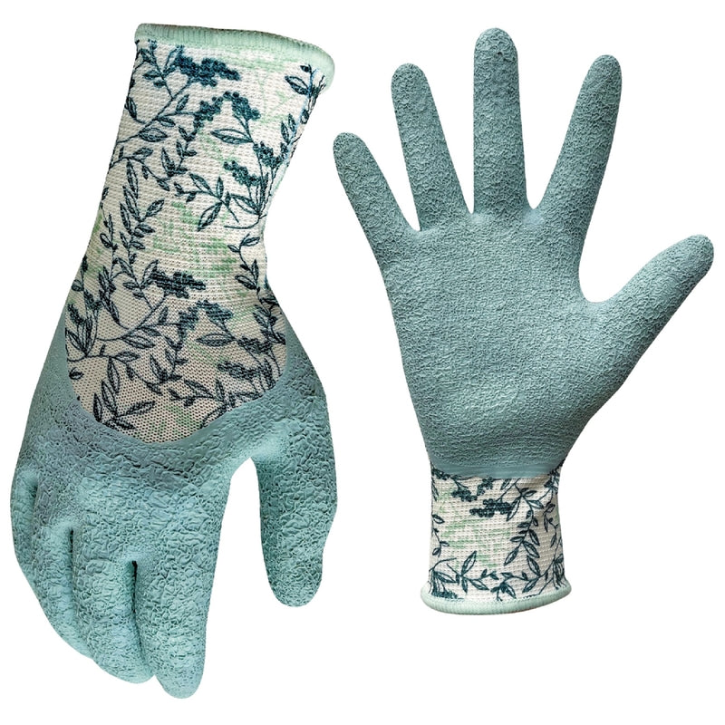 Digz Latex Coated Garden Gloves L Latex Coated Stretch FIt Blue Gardening Gloves