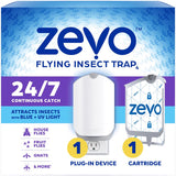 Zevo Flying Insect Fly Trap Fruit Flies Gnats (4 Plug-in Bases + 4 Cartridges)