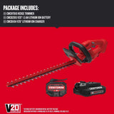 Craftsman V20 CMCHT810C1 20 in. Battery Hedge Trimmer Kit (Battery & Charger)