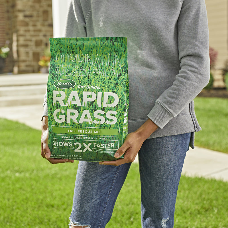 Scotts Turf Builder Rapid Grass Tall Fescue Grass Sun or Shade Grass Seed and Fertilizer 5.6 lb