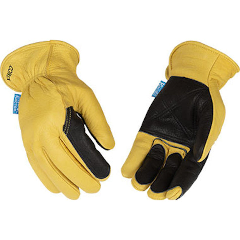 Kinco Hydroflector Men's Indoor/Outdoor Full Grain Driver Gloves Black/Gold XL 1 pair