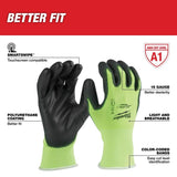 Milwaukee Cut Level 1 Polyurethane Dipped Gloves High-Vis Green XL 1 pair