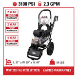 Simpson MegaShot MS61222 CRX 3100 psi Gas 2.3 gpm Pressure Washer