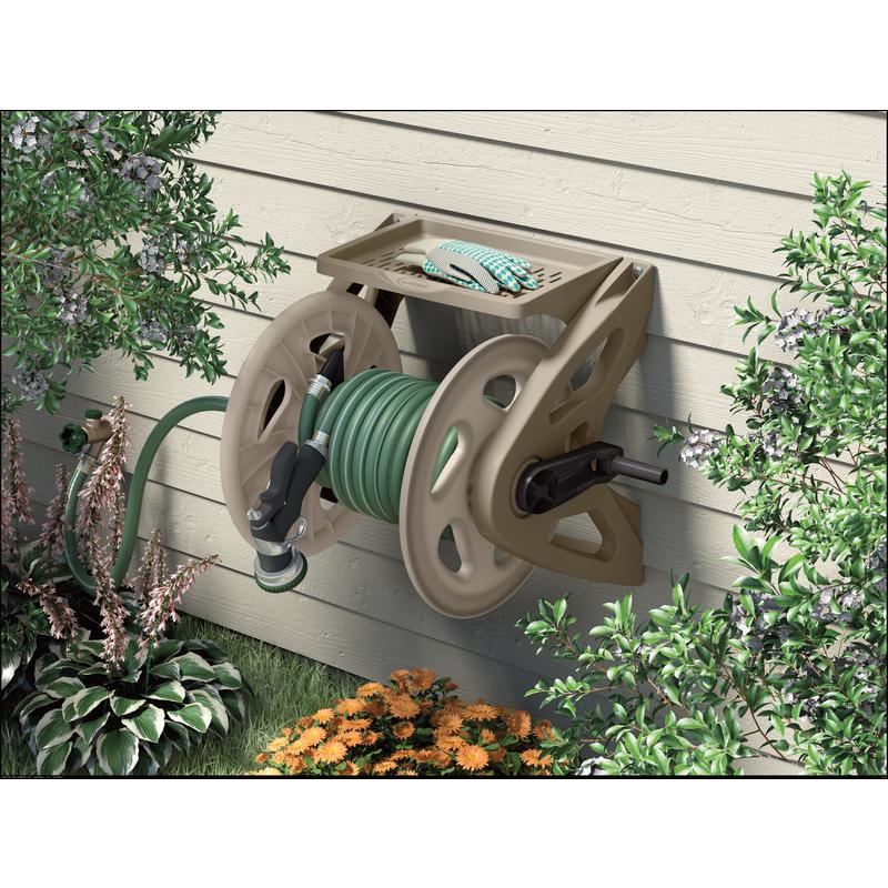 Suncast Hose Handler 200 ft. Taupe Retractable Wall Mounted Hose Reel