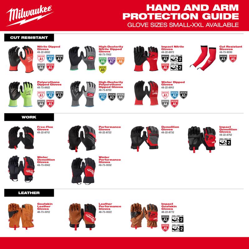 Milwaukee Cut Level 3 High Dexterity Polyurethane Dipped Gloves Gray L 1 pair