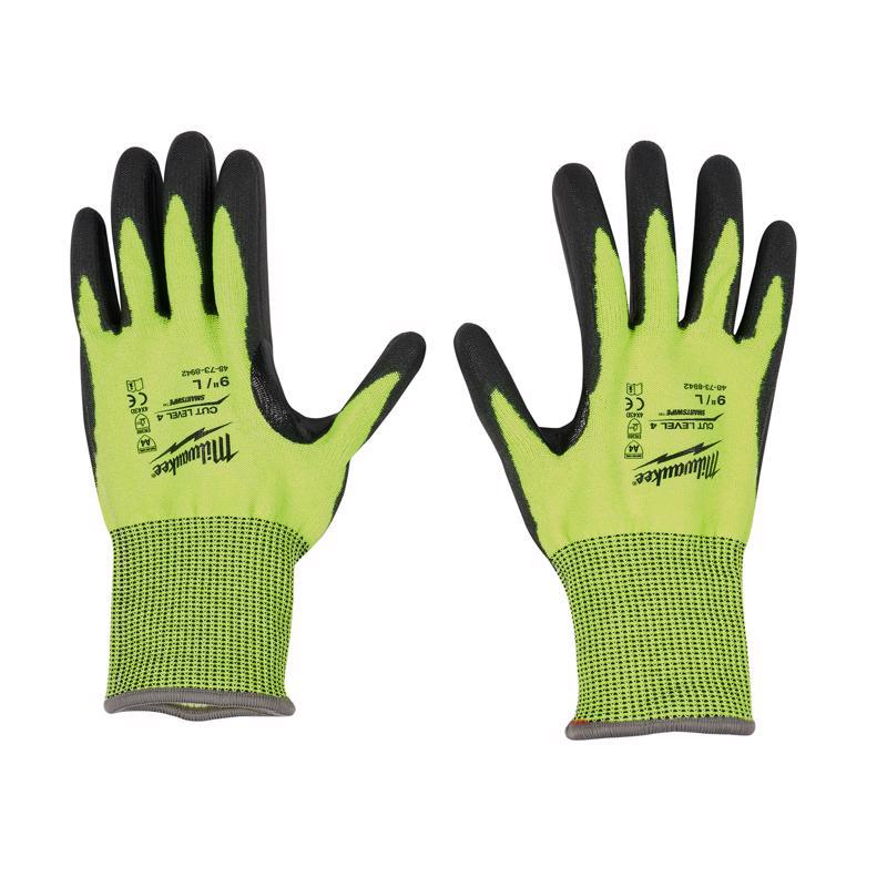 Milwaukee Cut Level 4 Men's Polyurethane Dipped Gloves High-Vis Green L 1 pair