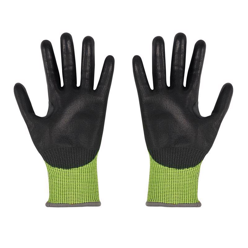 Milwaukee Cut Level 4 Men's Polyurethane Dipped Gloves High-Vis Green L 1 pair