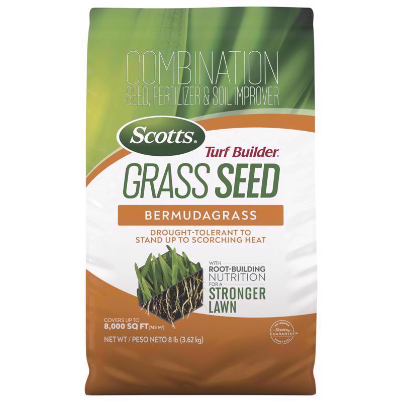 Scotts Turf Builder Grass Seed Bermudagrass with Fertilizer and Soil Improver, Drought-Tolerant, 8 lbs