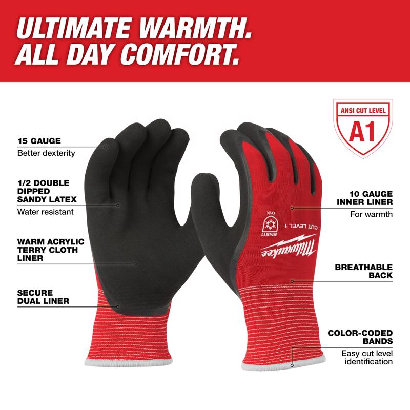 Milwaukee Winter Dipped Gloves Red L 1 pair