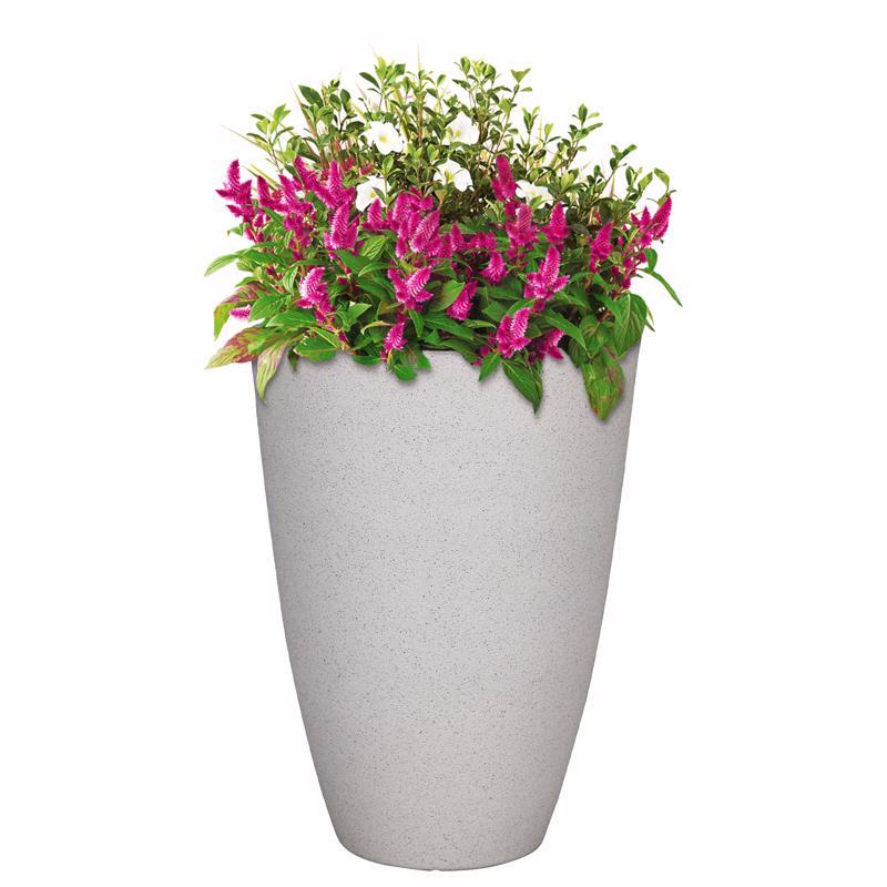 L&G Solutions 21.9 in. H X 16 in. D Polyresin Speckle Tall Planter White