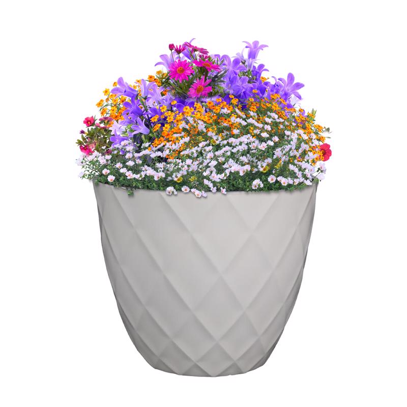 L&G Solutions 13.5 in. H X 16 in. D Polyresin Diamond Planter White