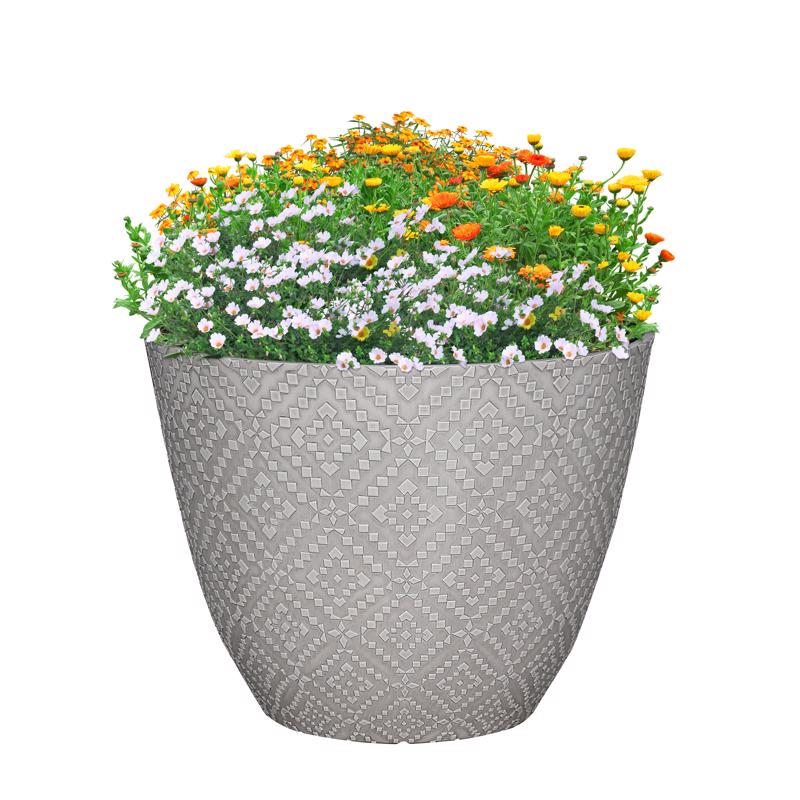 L&G Solutions 15 in. D Polyresin Dylan Planter Cream