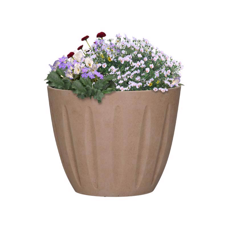 L&G Solutions 10 in. H X 12 in. D Polyresin Spritzer Planter Terracotta