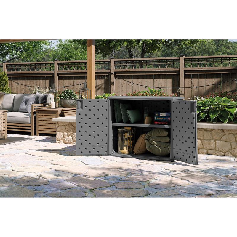 Suncast 4 ft. x 2 ft. Resin Standard Modern 2-Door Cabinet with Floor Kit