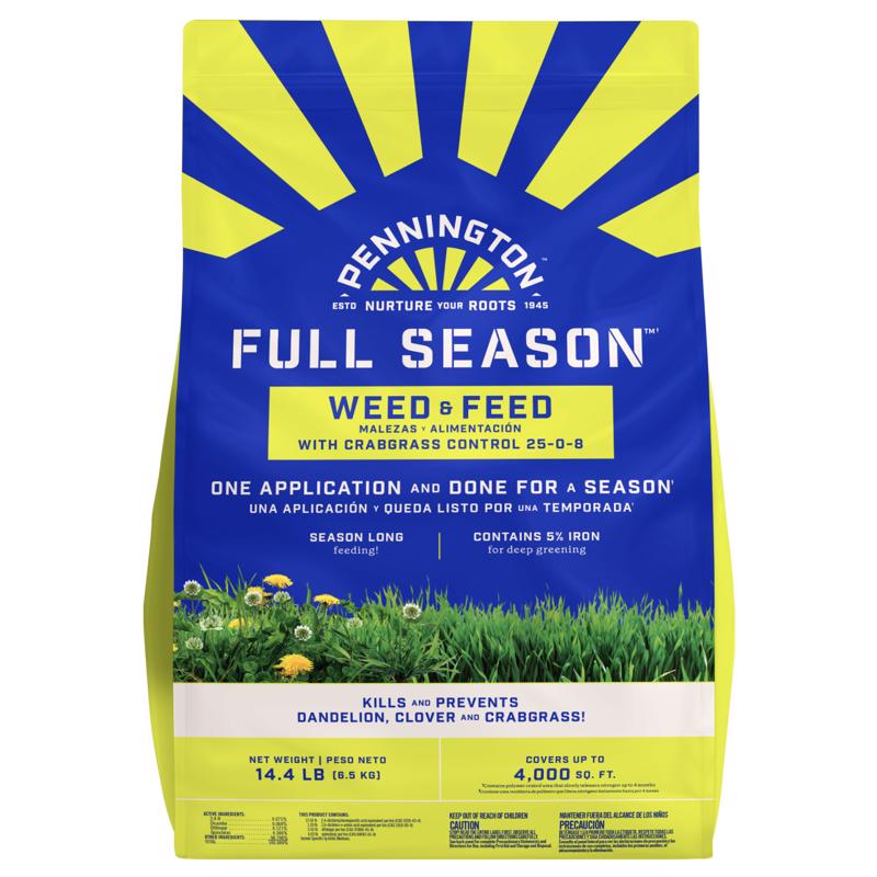 Pennington Full Season Weed & Feed Lawn Fertilizer For Multiple Grass Types 4000 sq ft