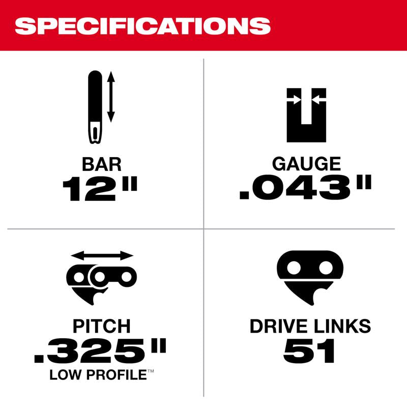 Milwaukee M18 FUEL 12 in. Chainsaw Chain 51 links