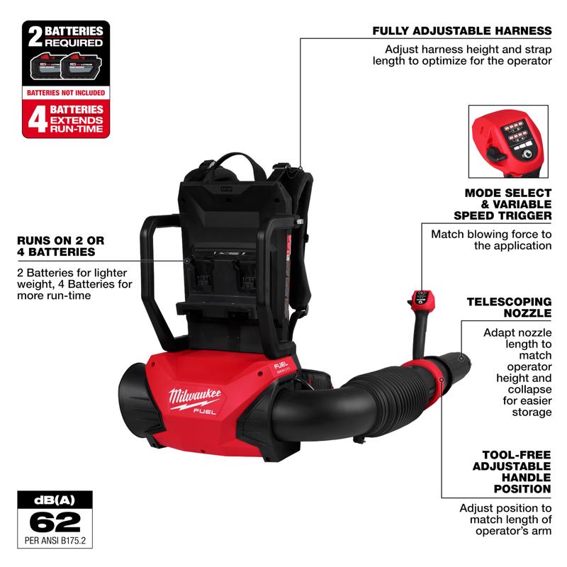 Milwaukee M18 Fuel 155 mph 650 CFM Electric Backpack Blower